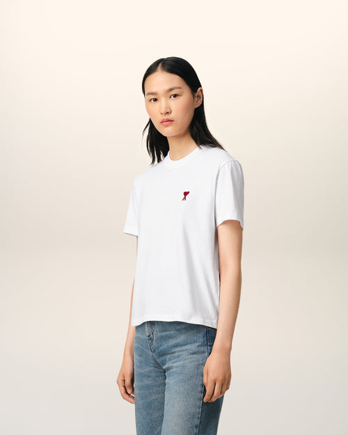 White Cotton Ami de Coeur T-Shirt - 12 - Ami Paris