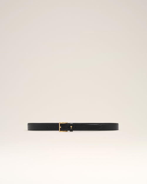 Black Leather Paris Paris Belt - BLACK/VIBRATED BRASS - Ami Paris