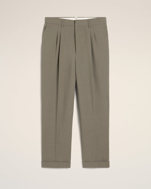 Taupe Wool Carrot Fit Trousers - 2 - Ami Paris