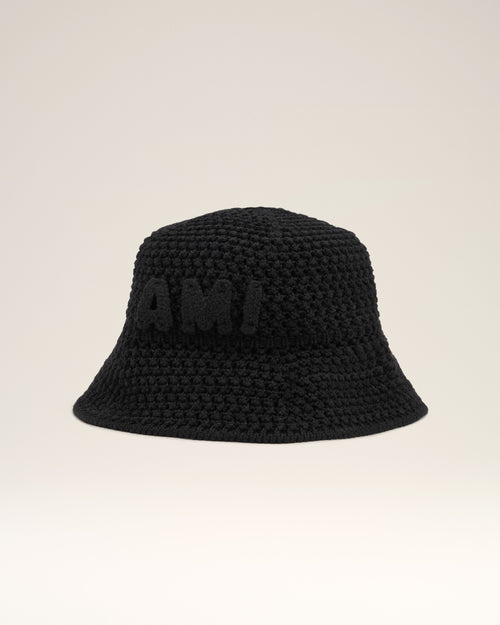 Black Knit Ami Patch Bucket Hat - 1 - Ami Paris