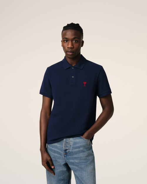 Navy Cotton Ami de Coeur Polo Shirt - 3 - Ami Paris