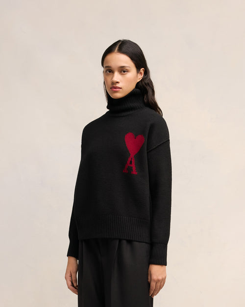 Black Wool Ami de Coeur Sweater - 12 - Ami Paris