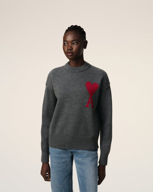 Pull Gris Ami de Coeur En Laine - 9 - Ami Paris