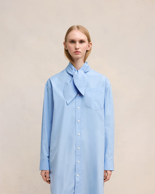 Scarf Collar Shirt Dress - 3 - Ami Paris