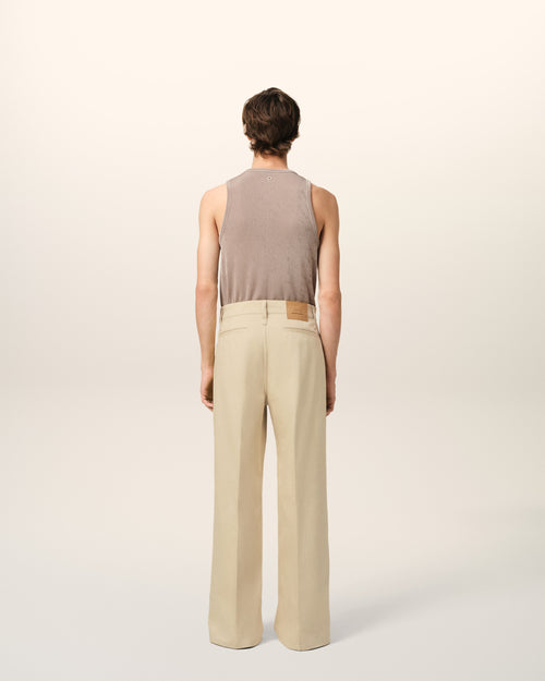 Beige Cotton Baggy Fit Trousers - 4 - Ami Paris