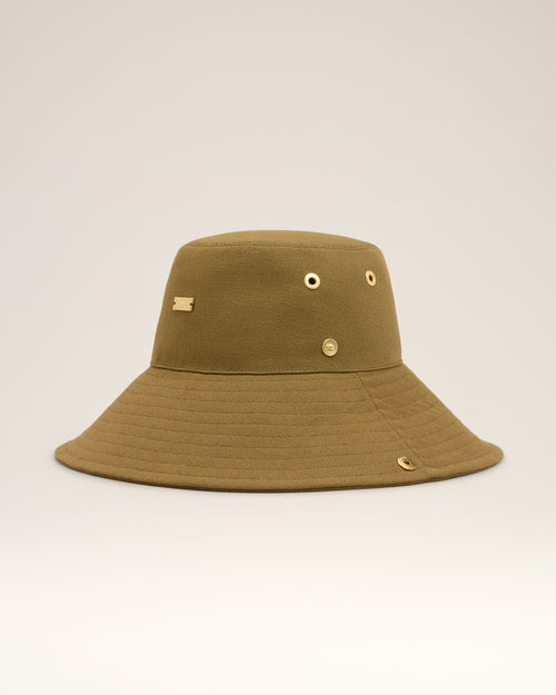 Khaki Cotton Ami de Coeur Plate Hat - 2 - Ami Paris