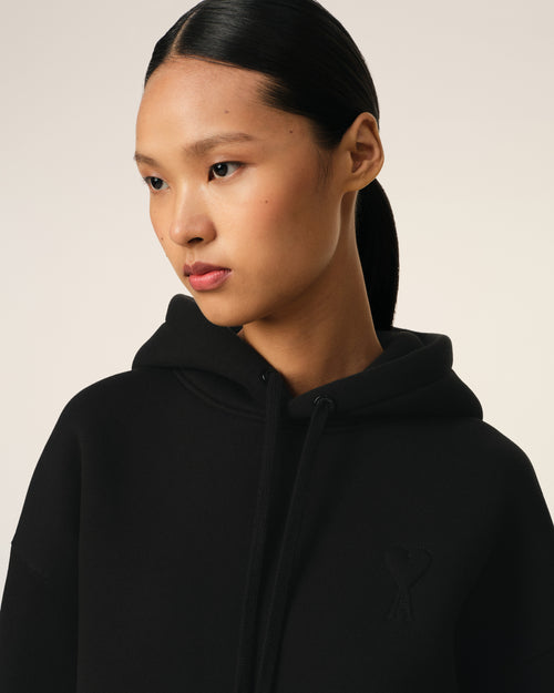 Black Cotton Ami de Coeur Hoodie - 10 - Ami Paris