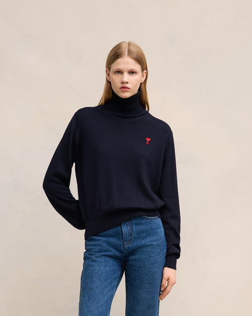 									Red Ami de Coeur Turtle Neck Sweater - 3								 - Ami Paris