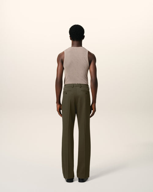 Green Wool Straight Fit Trousers - 4 - Ami Paris