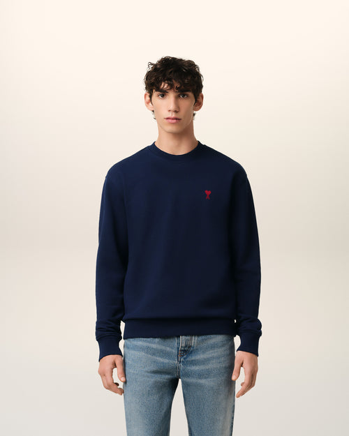 Navy Cotton Ami de Coeur Sweatshirt - 1 - Ami Paris