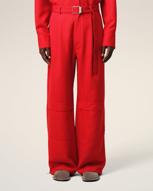 Red Wool Cargo Trousers - 3 - Ami Paris