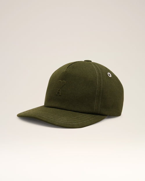 Green Cotton Embossed Ami de Coeur Cap - 1 - Ami Paris