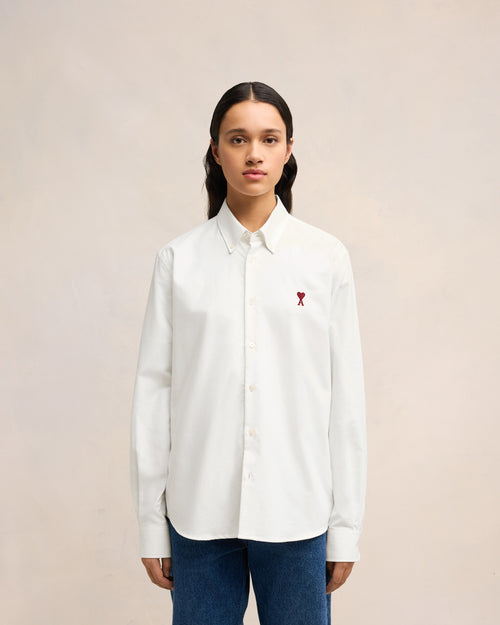 White Cotton Button-Down Ami de Coeur Shirt - 9 - Ami Paris