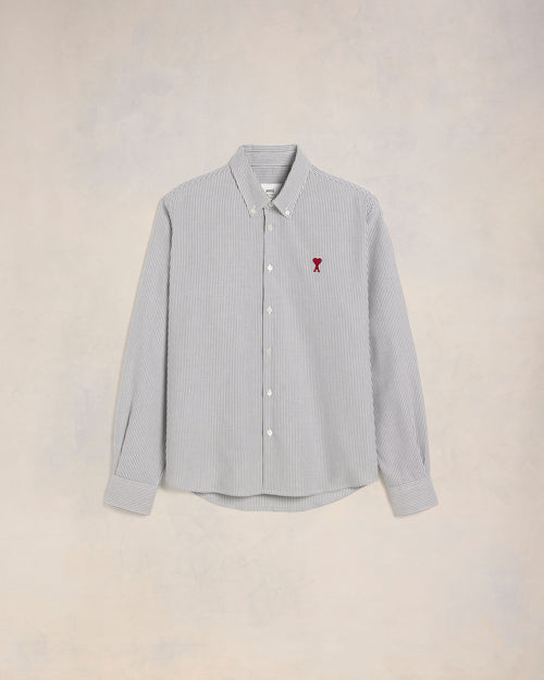 Black Cotton Button-Down Ami de Coeur Shirt - SKY BLUE/NATURAL WHITE - Ami Paris