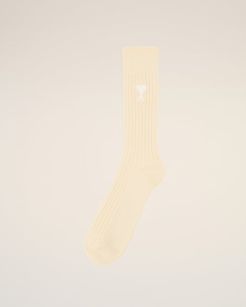 Beige Cotton Ami de Coeur Socks - 2 - Ami Paris