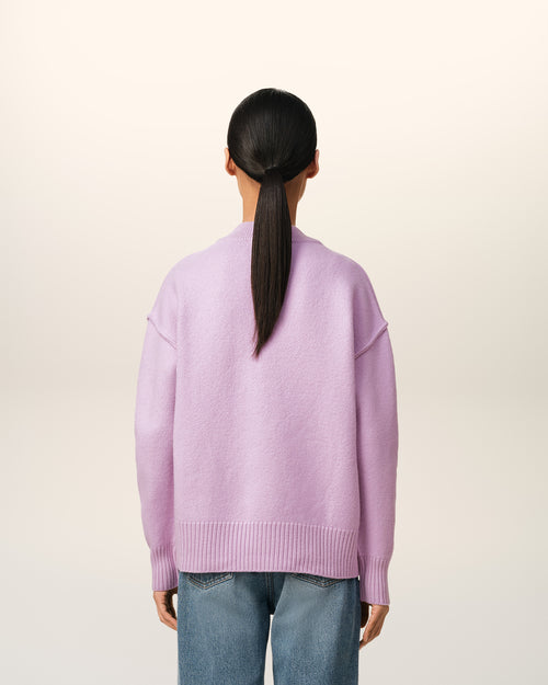 Purple Wool Ami de Coeur Cardigan - 11 - Ami Paris