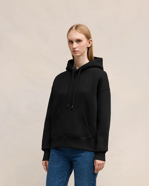 Hoodie Noir Ami de Coeur En Coton - 12 - Ami Paris