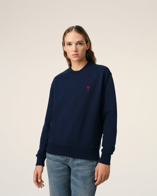 Navy Cotton Ami de Coeur Sweatshirt - 9 - Ami Paris