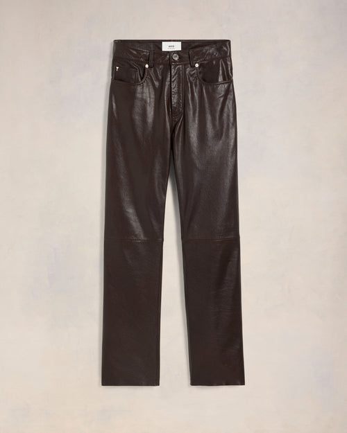 Leather Straight Fit Trousers - 2 - Ami Paris