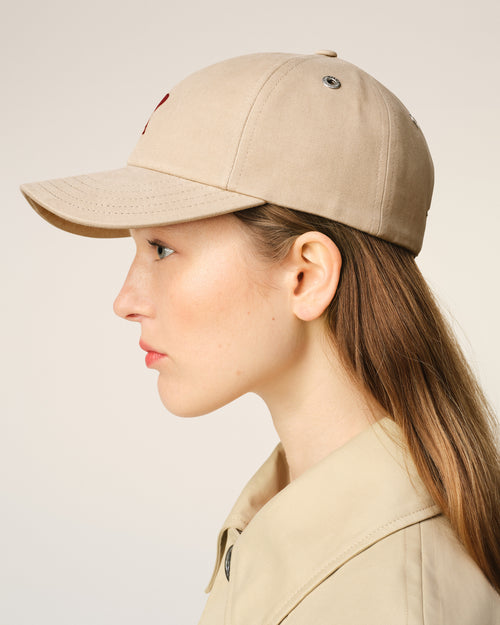 Beige Cotton Ami de Coeur Embroidery Cap - 11 - Ami Paris