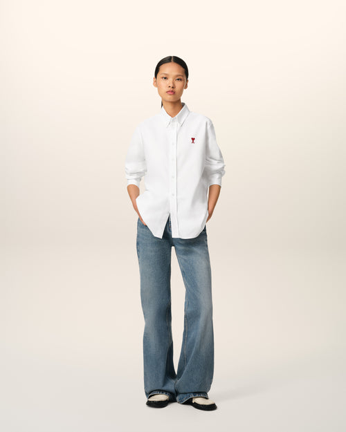 White Cotton Button-Down Ami de Coeur Shirt - 8 - Ami Paris