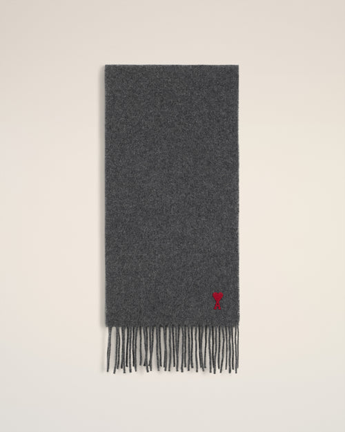 Grey Wool Ami de Coeur Scarf - 1 - Ami Paris