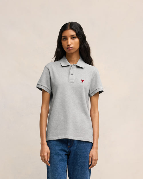 									Grey Cotton Ami de Coeur Polo Shirt - 3								 - Ami Paris