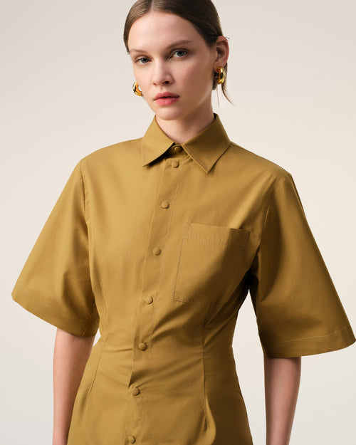 Mustard Cotton Short Sleeve Shirt - 4 - Ami Paris