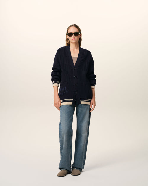 									Navy Wool Ribbed Sweater - 3								 - Ami Paris