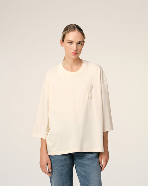 T-Shirt Beige Patch Ami de Coeur En Coton - 3 - Ami Paris