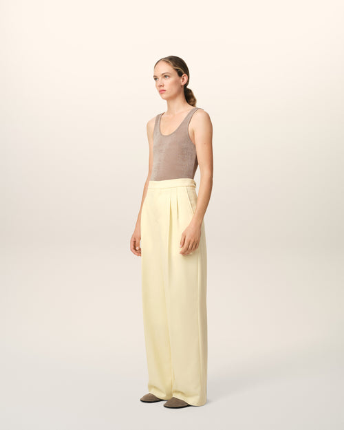 Yellow Wool High Waist Large Trousers - 6 - Ami Paris