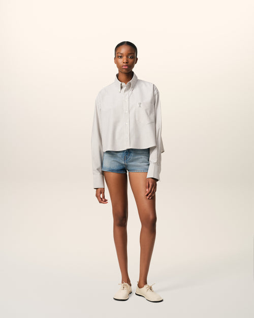 Green Cotton Cropped Oversized Shirt - 9 - Ami Paris