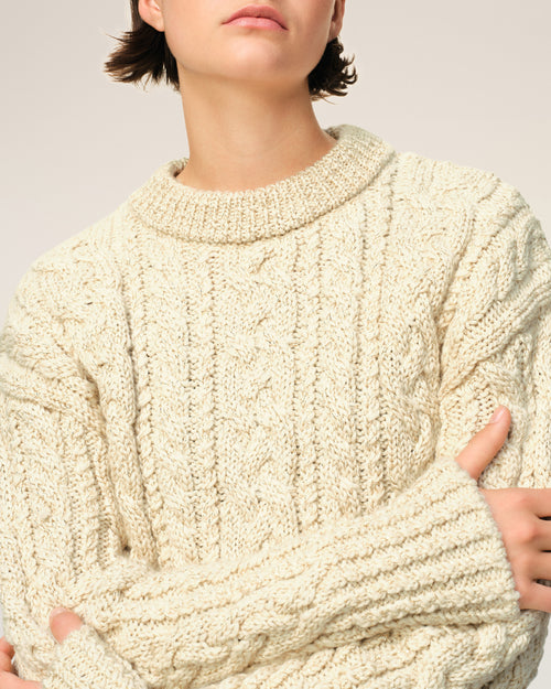 Cable Lurex Knit Short Sweater - 4 - Ami Paris