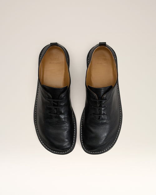 Black Leather One Cut Shoes - 5 - Ami Paris