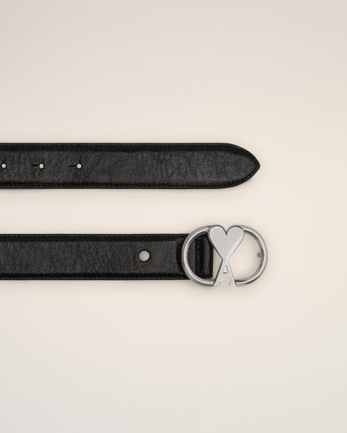 									Black Leather Ami de Coeur Belt - 3								 - Ami Paris