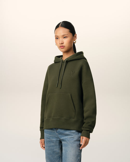 Green Cotton Ami de Coeur Hoodie - 12 - Ami Paris