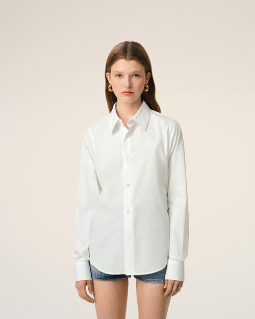 White Cotton Ami de Coeur Classic Shirt - 3 - Ami Paris