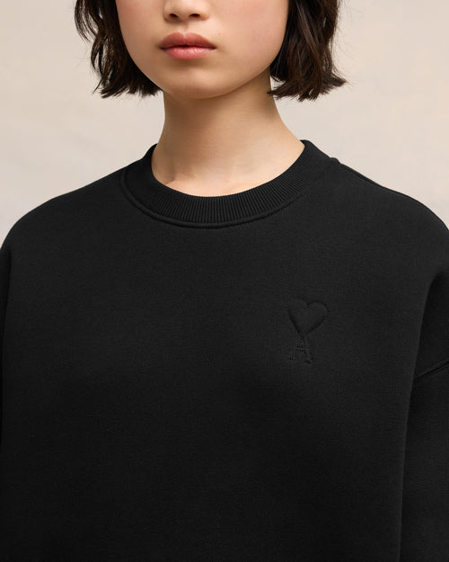 Black Cotton Ami de Coeur Sweatshirt - 10 - Ami Paris