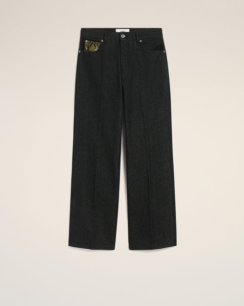 Black Cotton Large Fit Jeans - 2 - Ami Paris