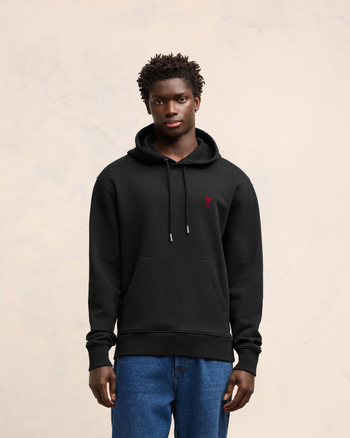 Black Cotton Ami de Coeur Hoodie - 1 - Ami Paris