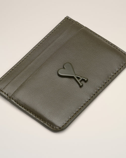 Green Leather Ami de Coeur Card Holder - 6 - Ami Paris