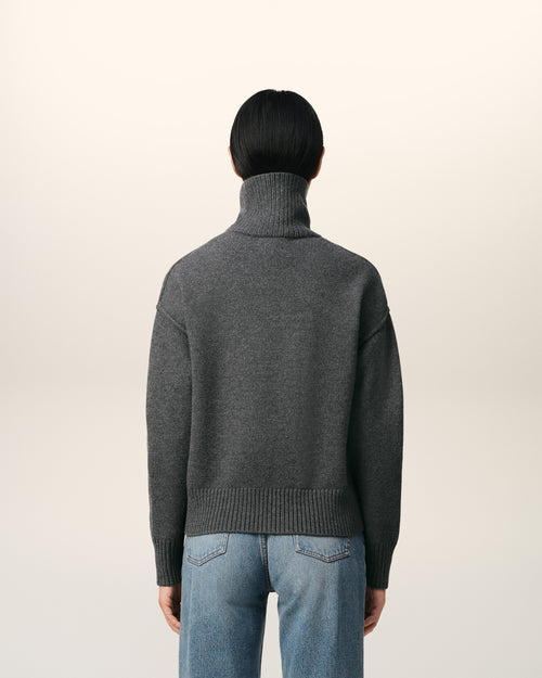 Grey Wool Ami de Coeur Sweater - 11 - Ami Paris