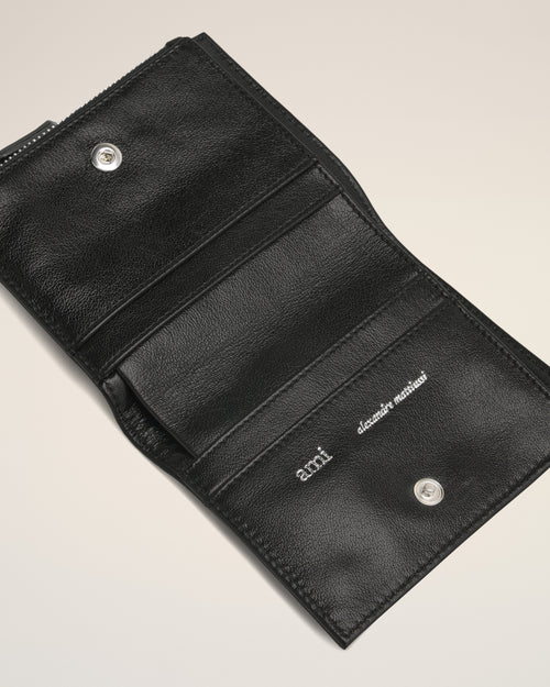 Black Leather Voulez-Vous Folded Wallet - 6 - Ami Paris