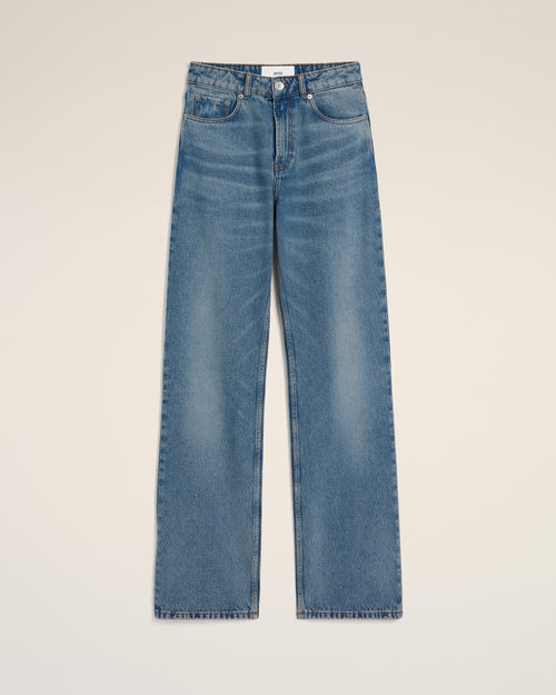 Blue Cotton Large Fit Jeans - 4 - Ami Paris