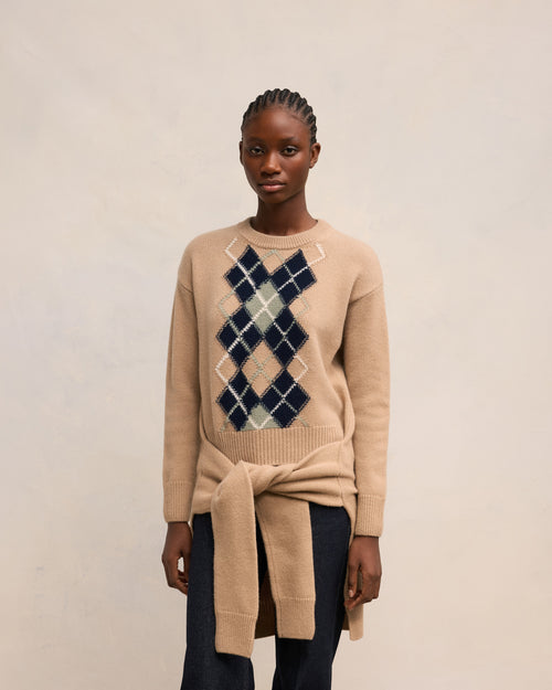 Argyle Double Crewneck Sweater - 9 - Ami Paris