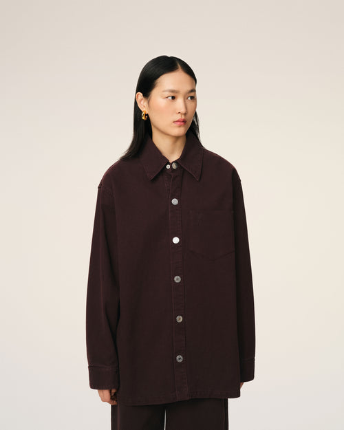 Burgundy Cotton Ami de Coeur Overshirt - 3 - Ami Paris