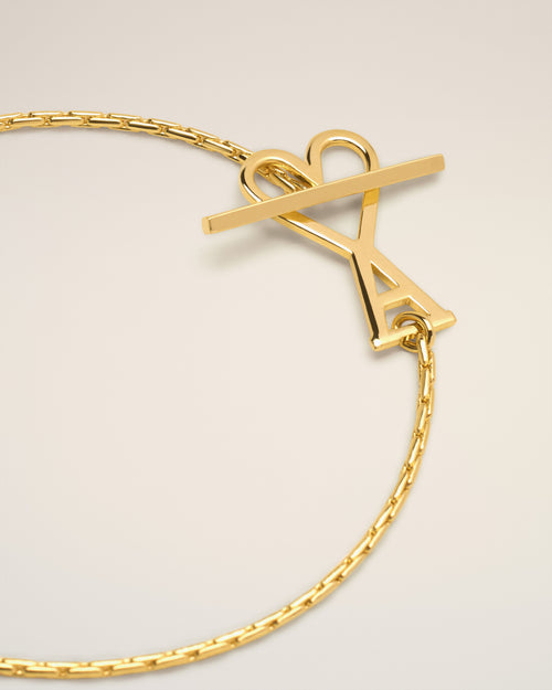 Gold Brass Ami de Coeur 2 In 1 Chain Necklace - 7 - Ami Paris