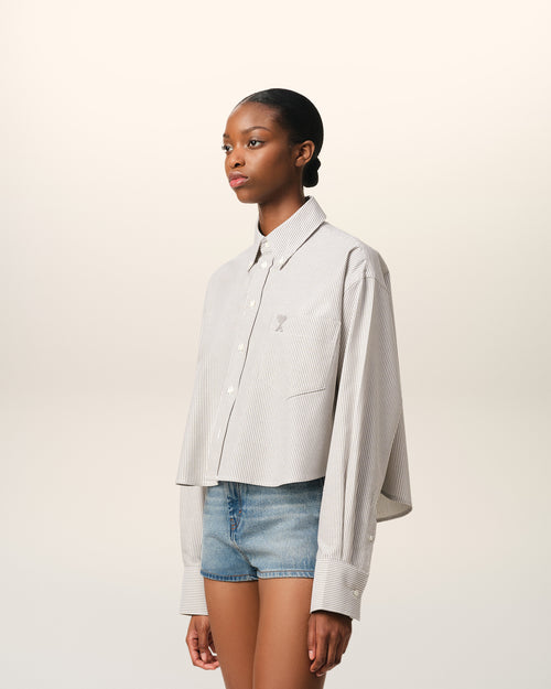 Green Cotton Cropped Oversized Shirt - 12 - Ami Paris