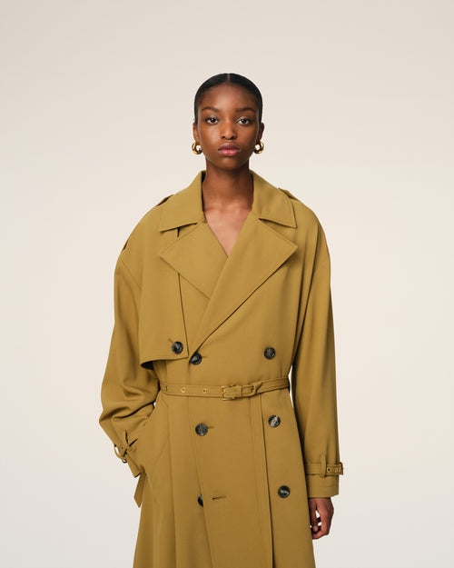 Mustard Wool Trench Coat - 3 - Ami Paris