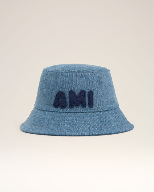 Blue Cotton Ami Paris Patch Bucket Hat - 4 - Ami Paris